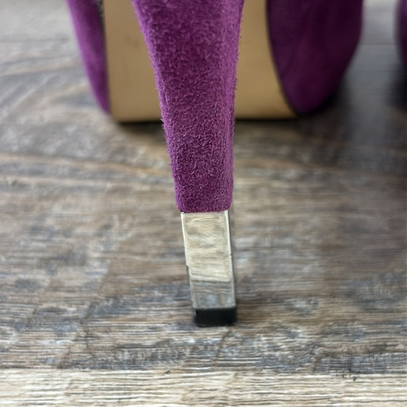 Guess Purple Suede Platform Peep-Toe Stiletto Booties Size 6 - Picture 9 of 14